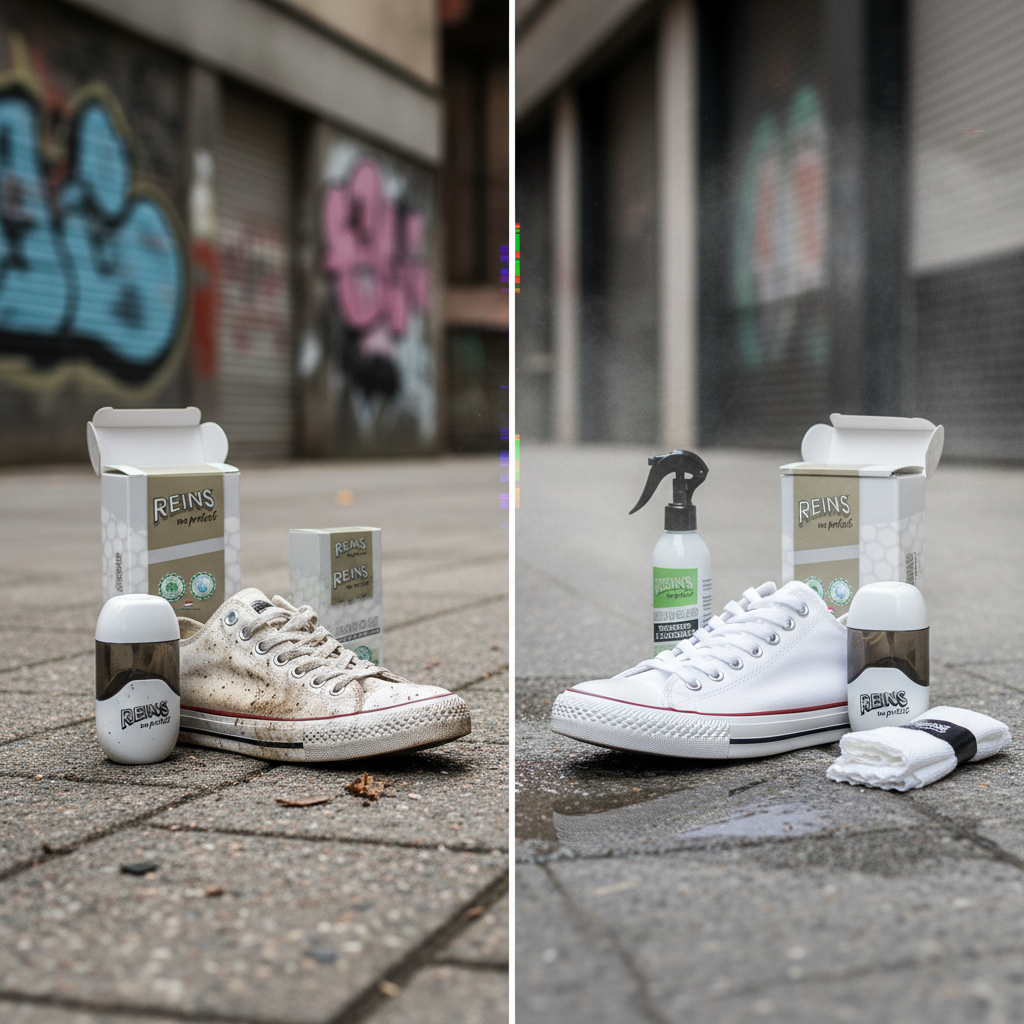Before/after canvas sneakers met REINS producten